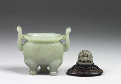 图片[2]-Jade flat tripod incense burner, Qing dynasty (1644-1911)-China Archive